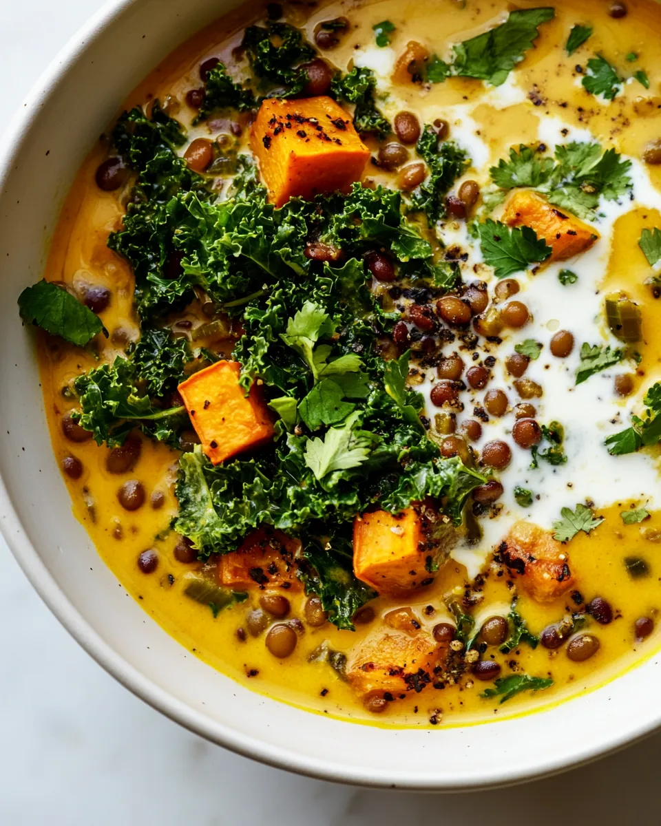 Easy Ginger Sweet Potato Coconut Milk Stew with Lentils & Kale picture
