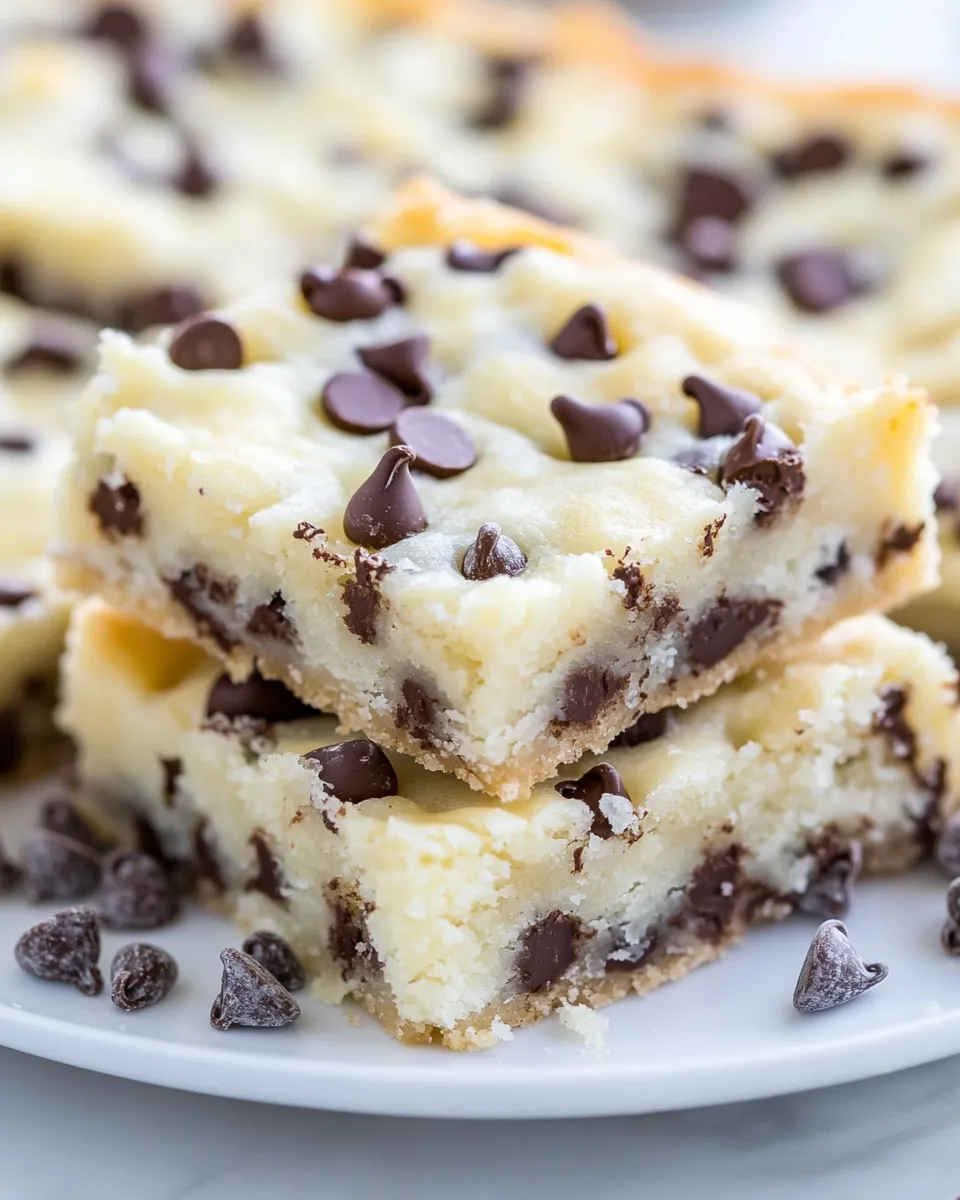 Classic Gooey Butter Chocolate Chip Shortbread Bars shot