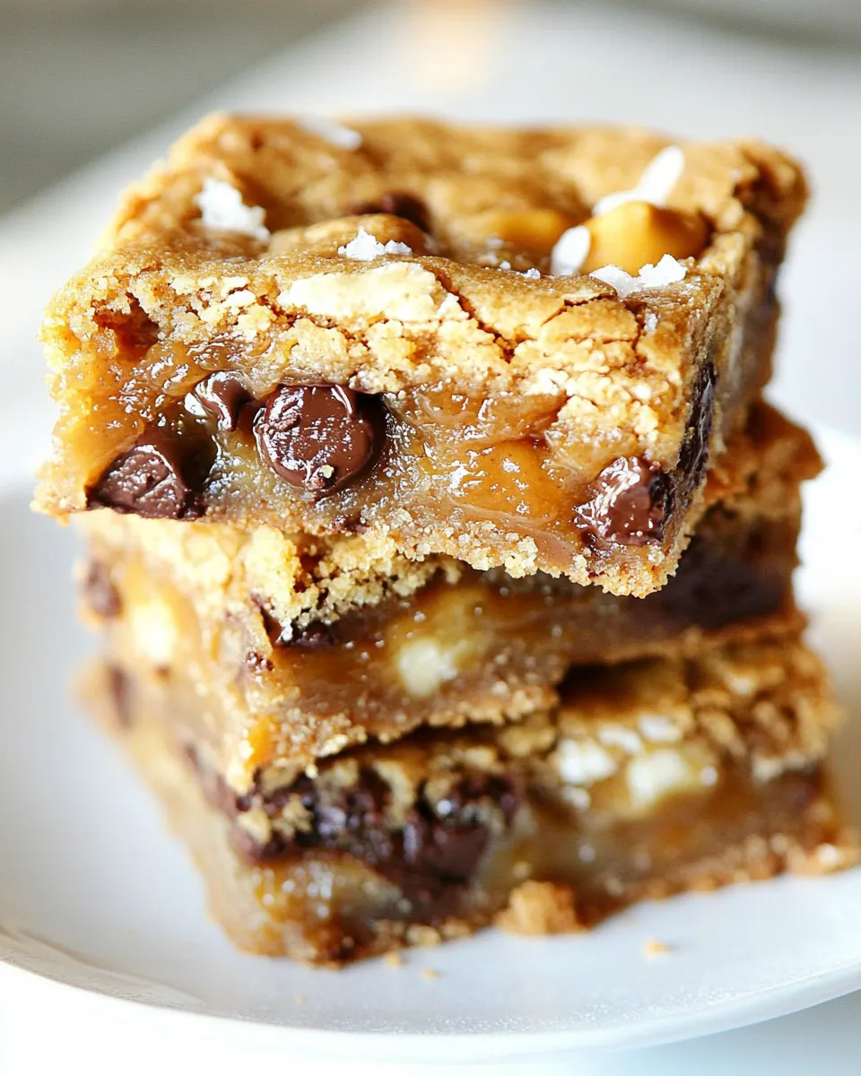 Homemade Gooey Salted Caramel Chocolate Chip Cookie Bars photo