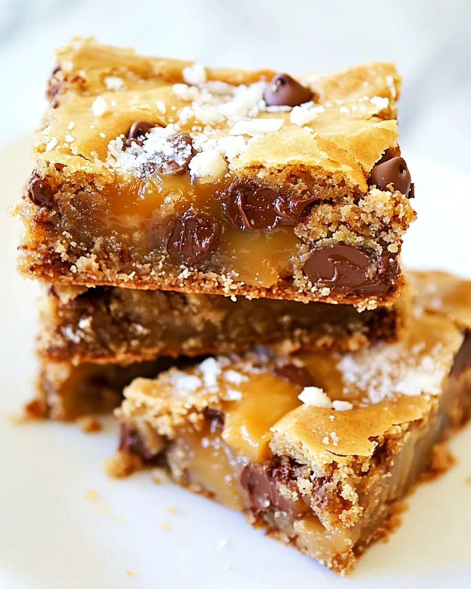 Classic Gooey Salted Caramel Chocolate Chip Cookie Bars image