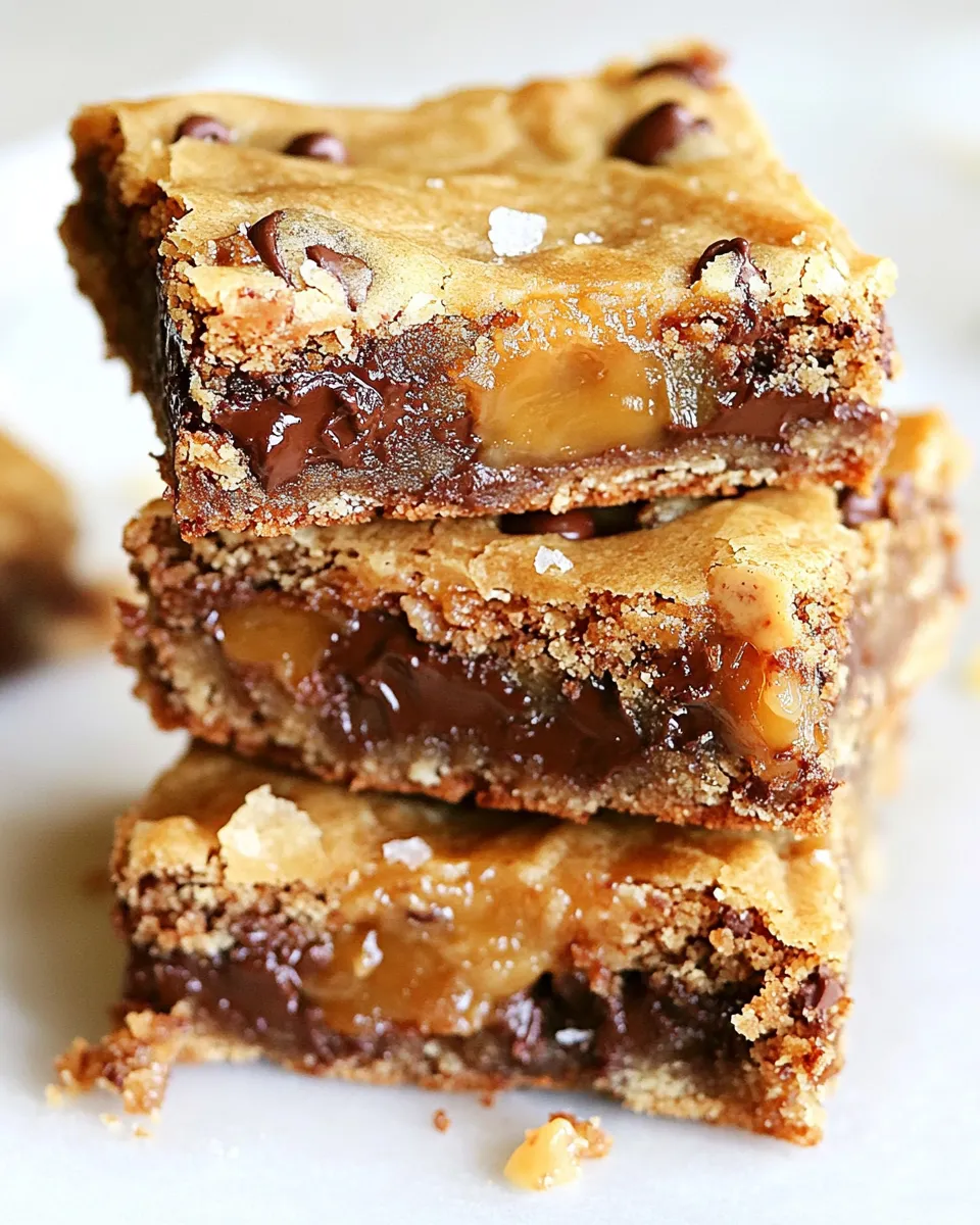 Delicious Gooey Salted Caramel Chocolate Chip Cookie Bars shot