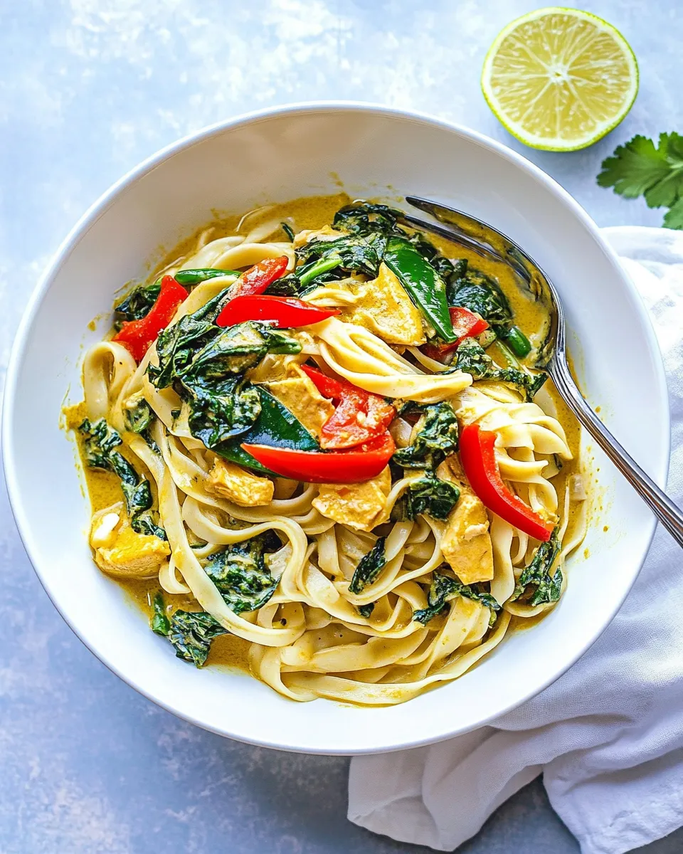 Delicious Green Curry Noodles shot