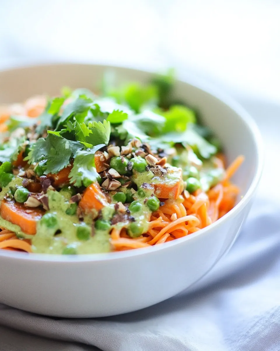 Delicious Green Curry Sweet Potato Noodle Bowls shot