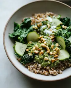 Homemade Green Goddess Bowls with Farro & Pepita Lime Sauce photo