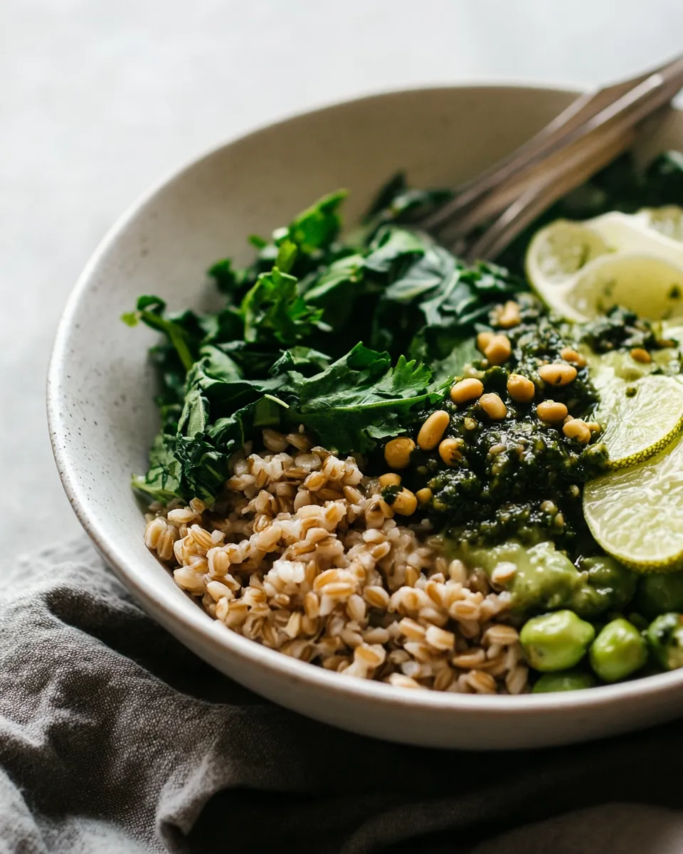 Easy Green Goddess Bowls with Farro & Pepita Lime Sauce picture