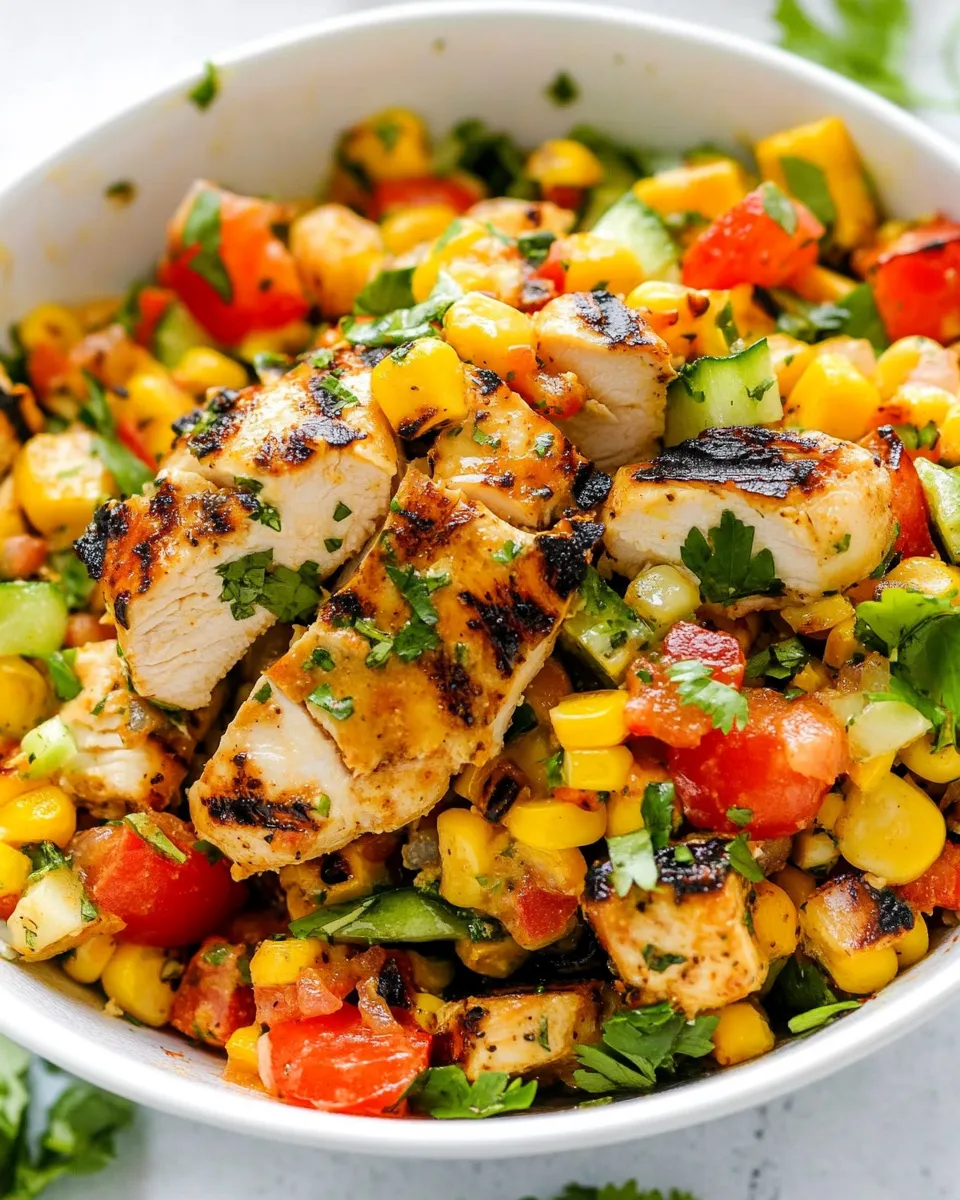 Delicious Grilled Chicken and Corn Salad shot