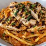 Homemade Grilled Chicken with Red Pepper Pasta photo