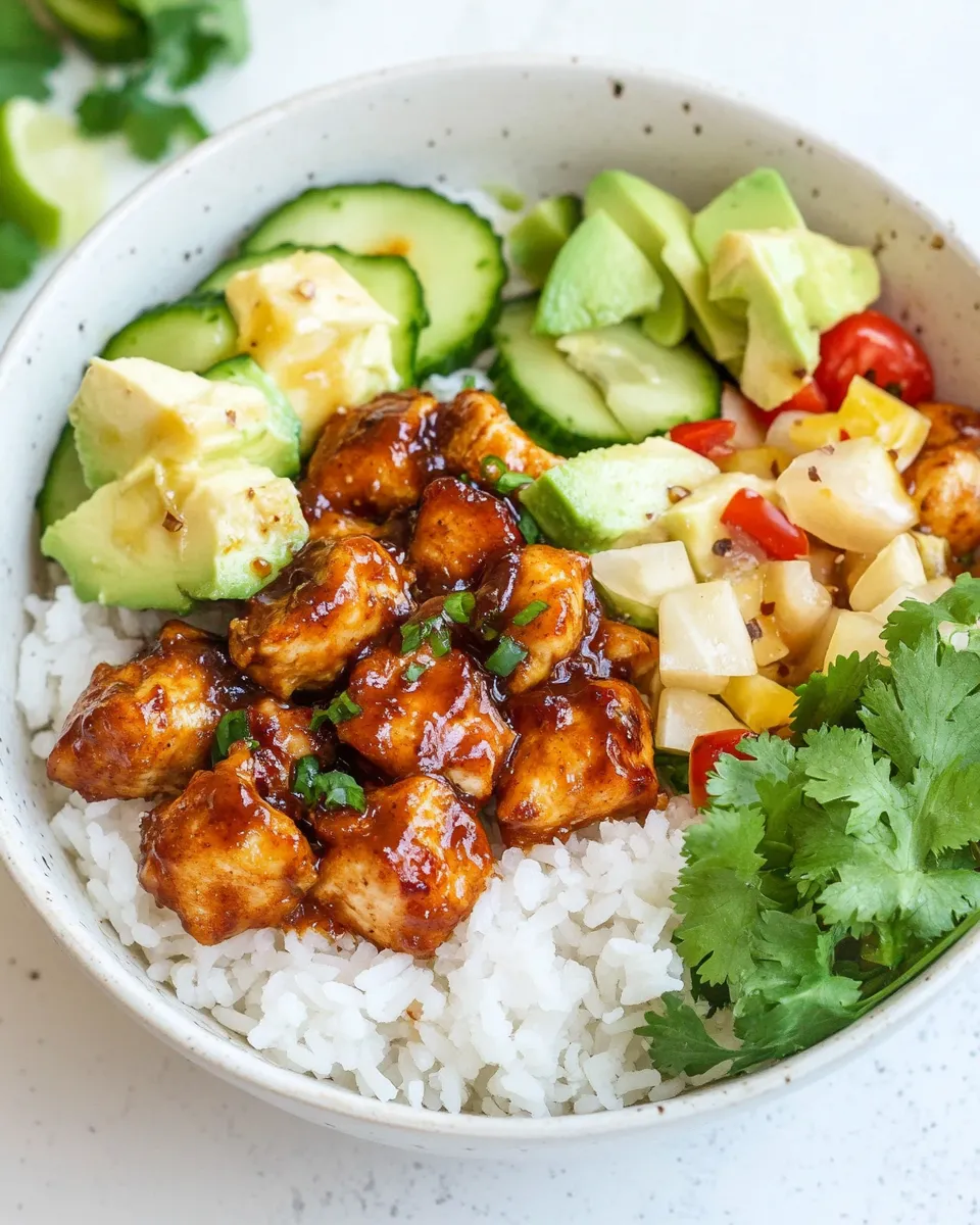 Delicious Honey Chipotle Chicken Bowl food shot