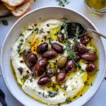 Amazing Honey Whipped Feta with Garlic Herb Roasted Olives. recipe image