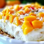 Homemade Ice Box Cake with Coconut and Mangos photo