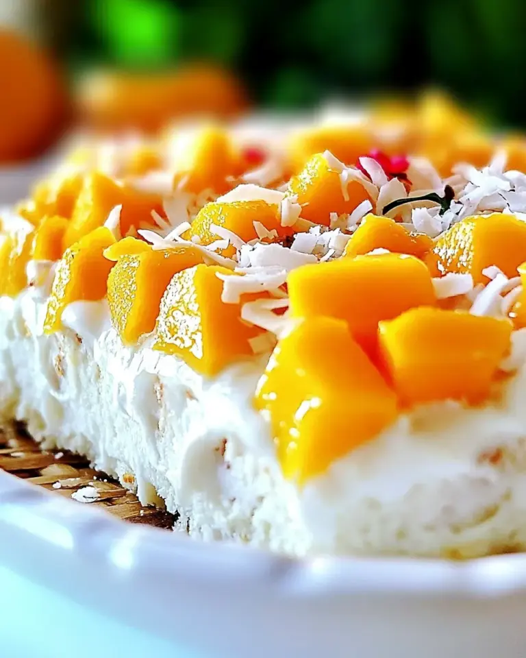 Homemade Ice Box Cake with Coconut and Mangos photo