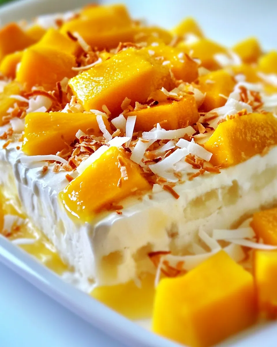 Delicious Ice Box Cake with Coconut and Mangos shot