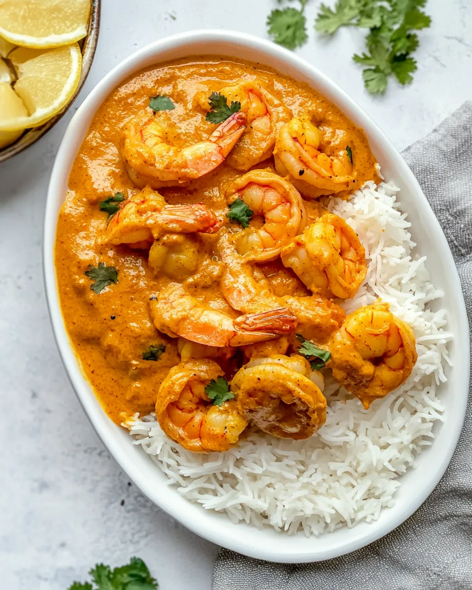 Delicious Indian Butter Shrimp shot