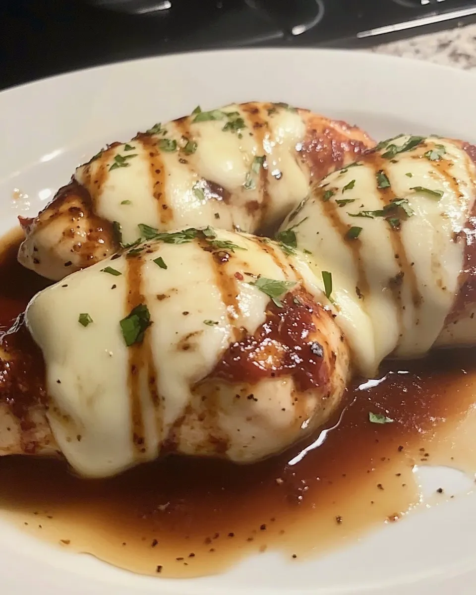 Classic Italian Style Balsamic Marinated Chicken With Mozzarella image