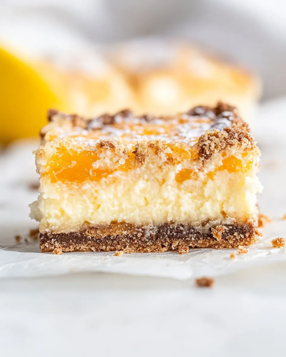 Delicious Lemon Bars with Kit Kat Crust shot