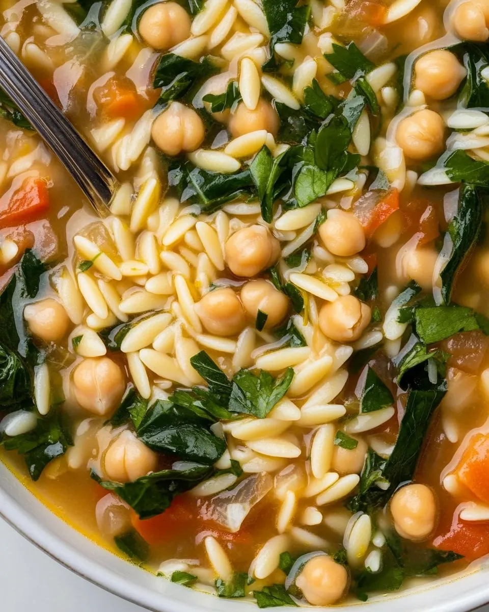 Homemade Lemon Chickpea Orzo Soup photo