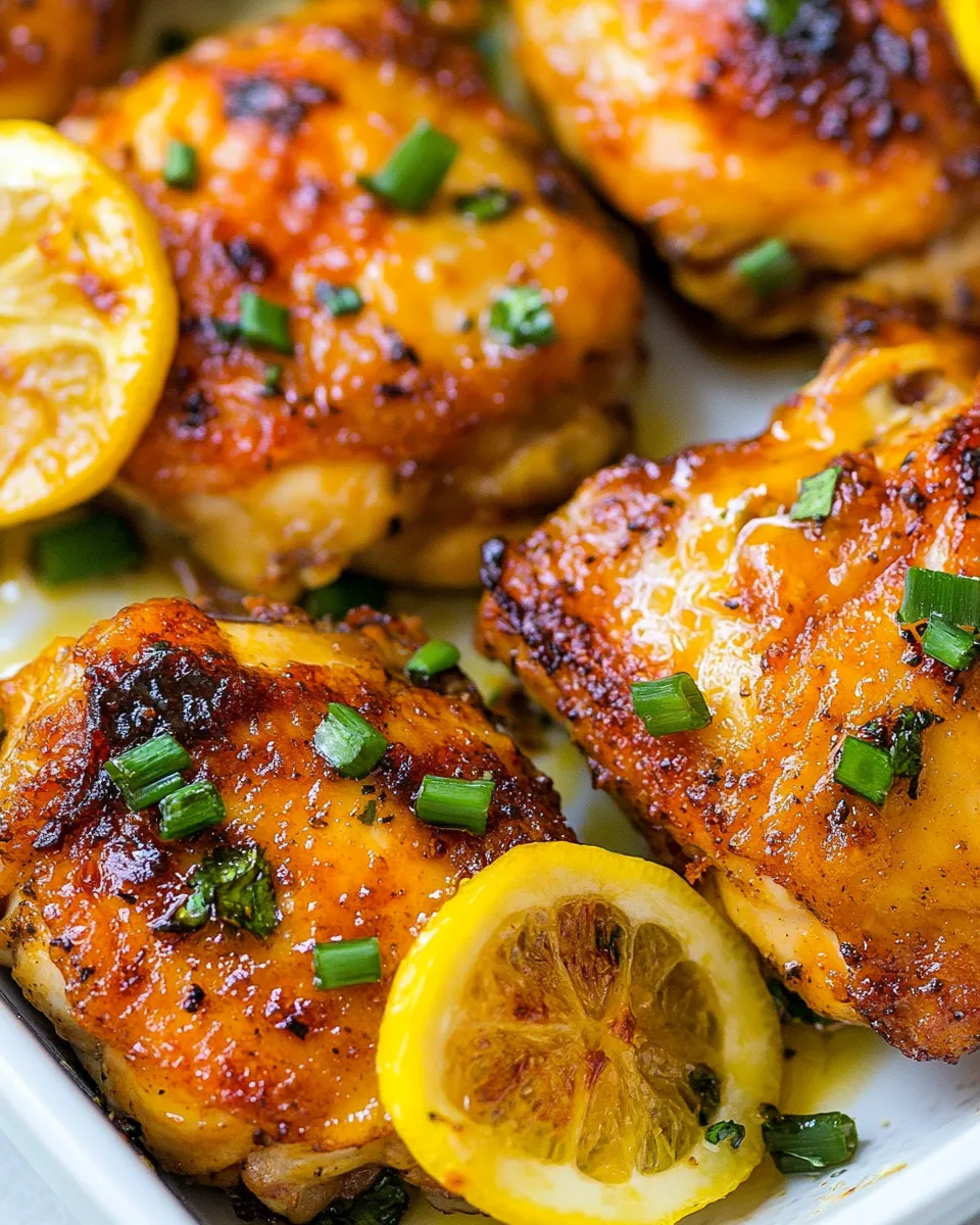 Delicious Lemon Garlic Baked Chicken Thighs shot