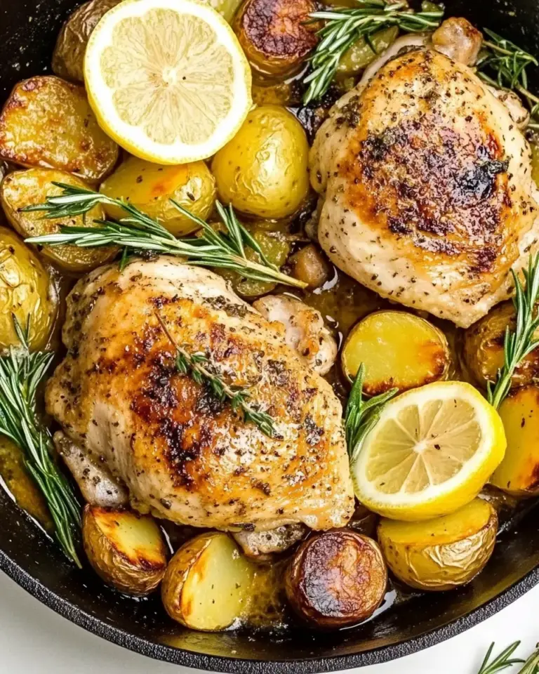 Homemade Lemon Herb Chicken And Potatoes Skillet photo