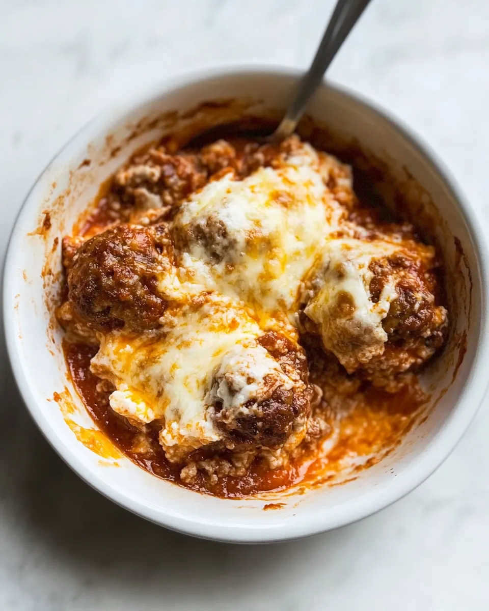 Homemade Low-Carb Cheesy Meatball Casserole image