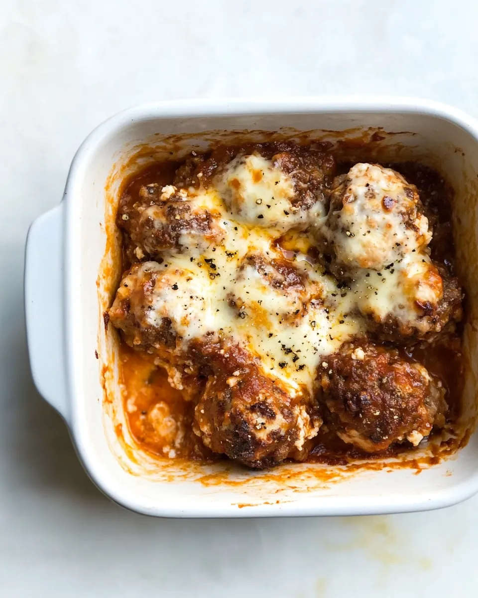 Delicious Low-Carb Cheesy Meatball Casserole recipe photo