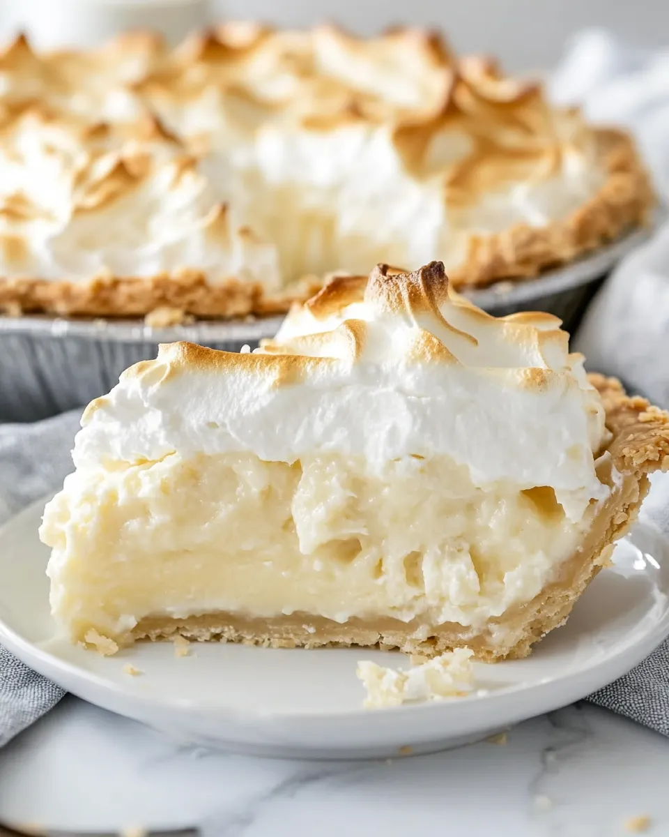 Delicious Lubys Coconut Meringue Pie Easy Copycat Recipe shot
