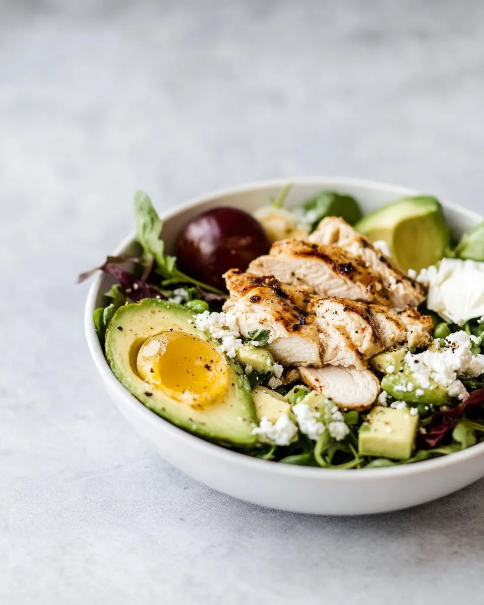 Homemade Mediterranean Avocado Chicken Salad. photo
