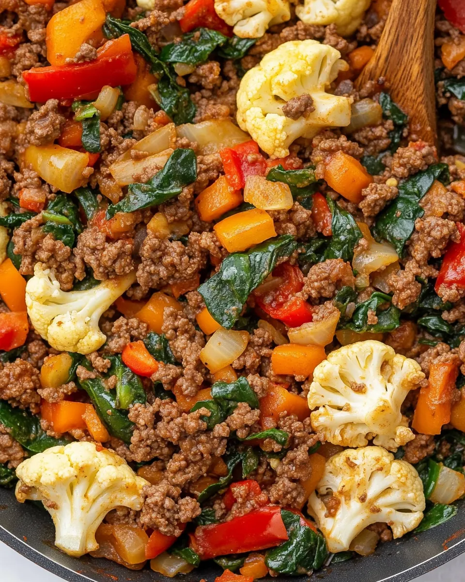 Delicious Mexican-Inspired Ground Beef and Cauliflower Skillet shot