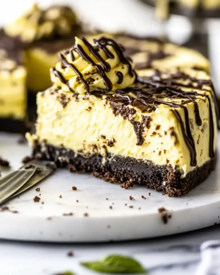 Homemade Mint Gluten-Free Cheesecake With Avocado Brownie Bottom photo