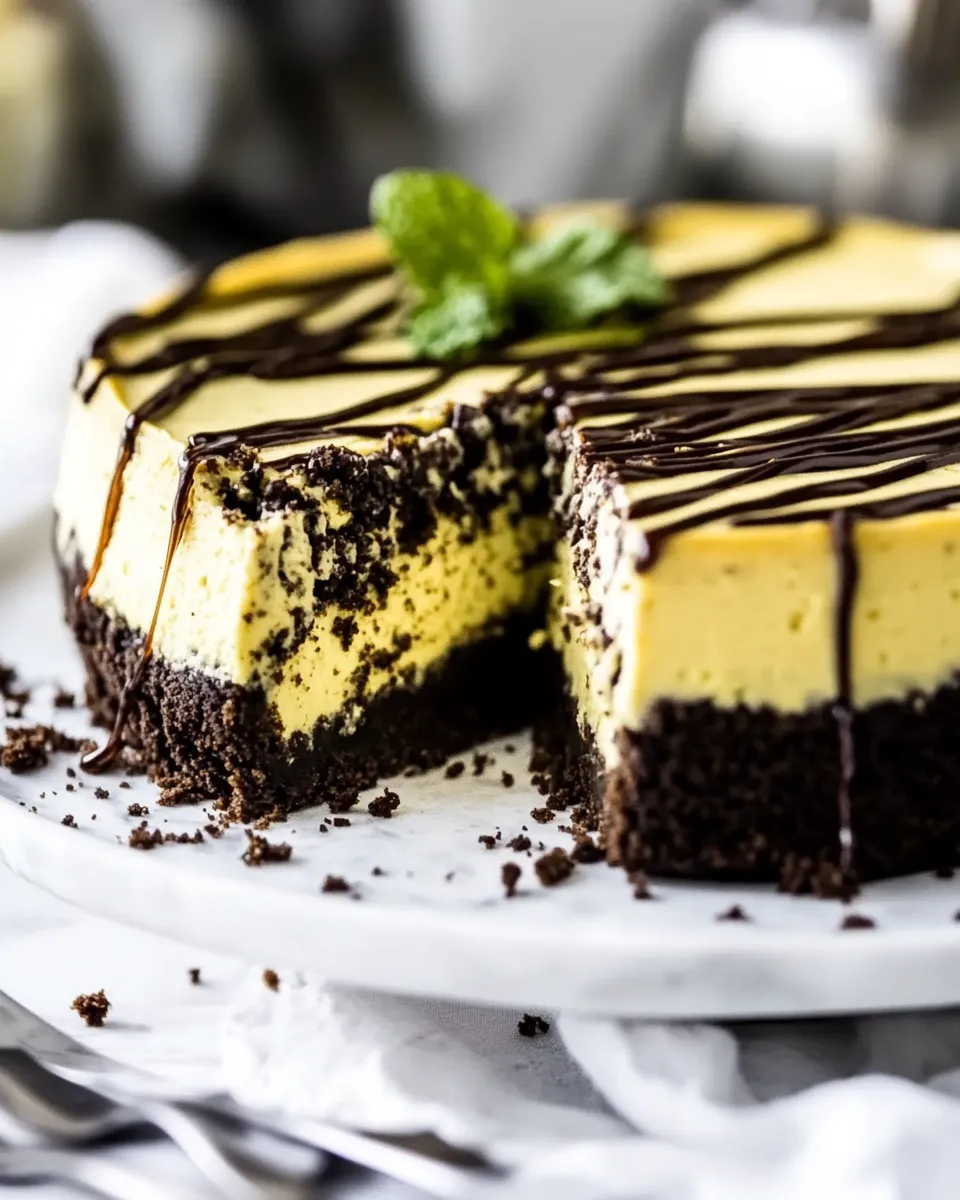 Classic Mint Gluten-Free Cheesecake With Avocado Brownie Bottom image