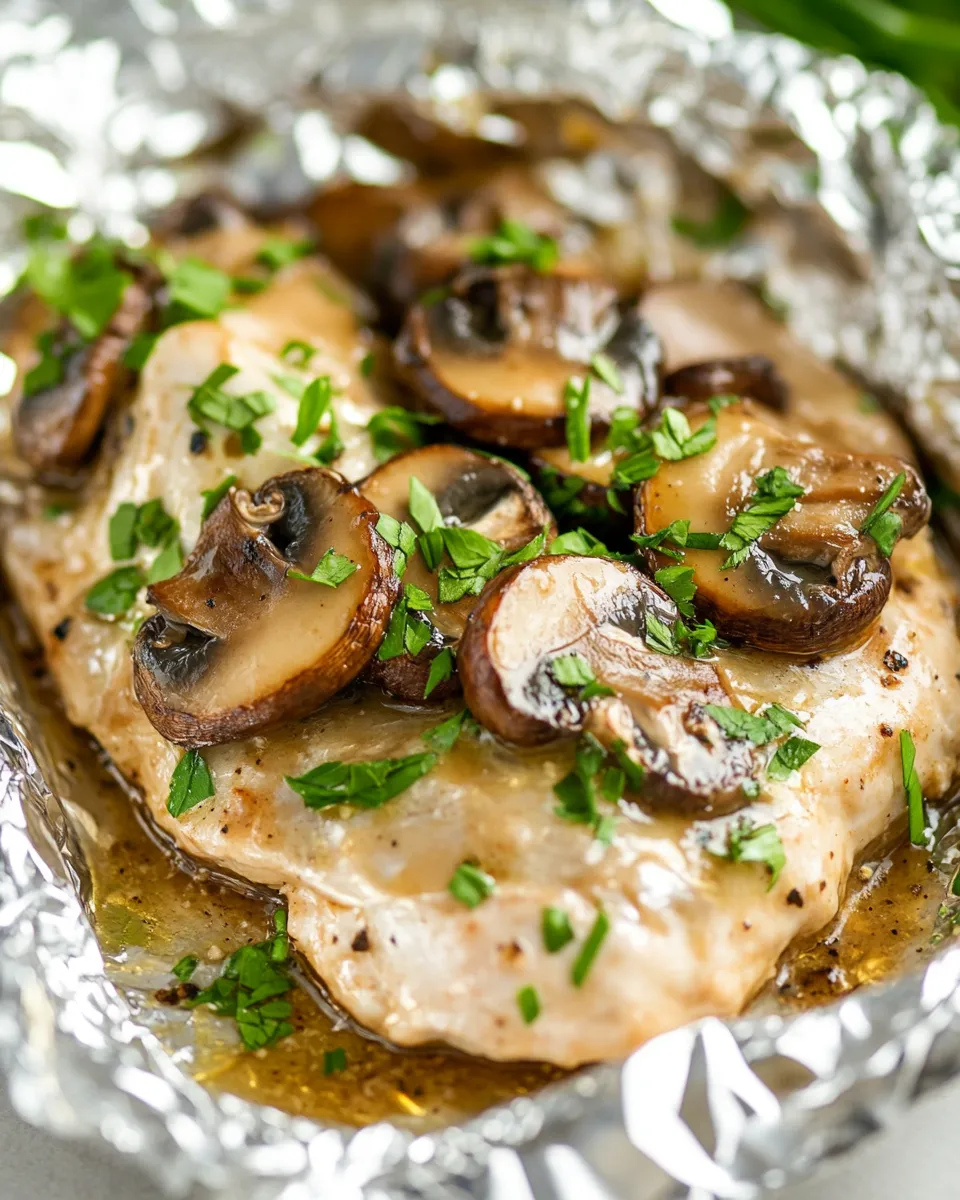 Delicious Mushroom Chicken Foil Packets shot