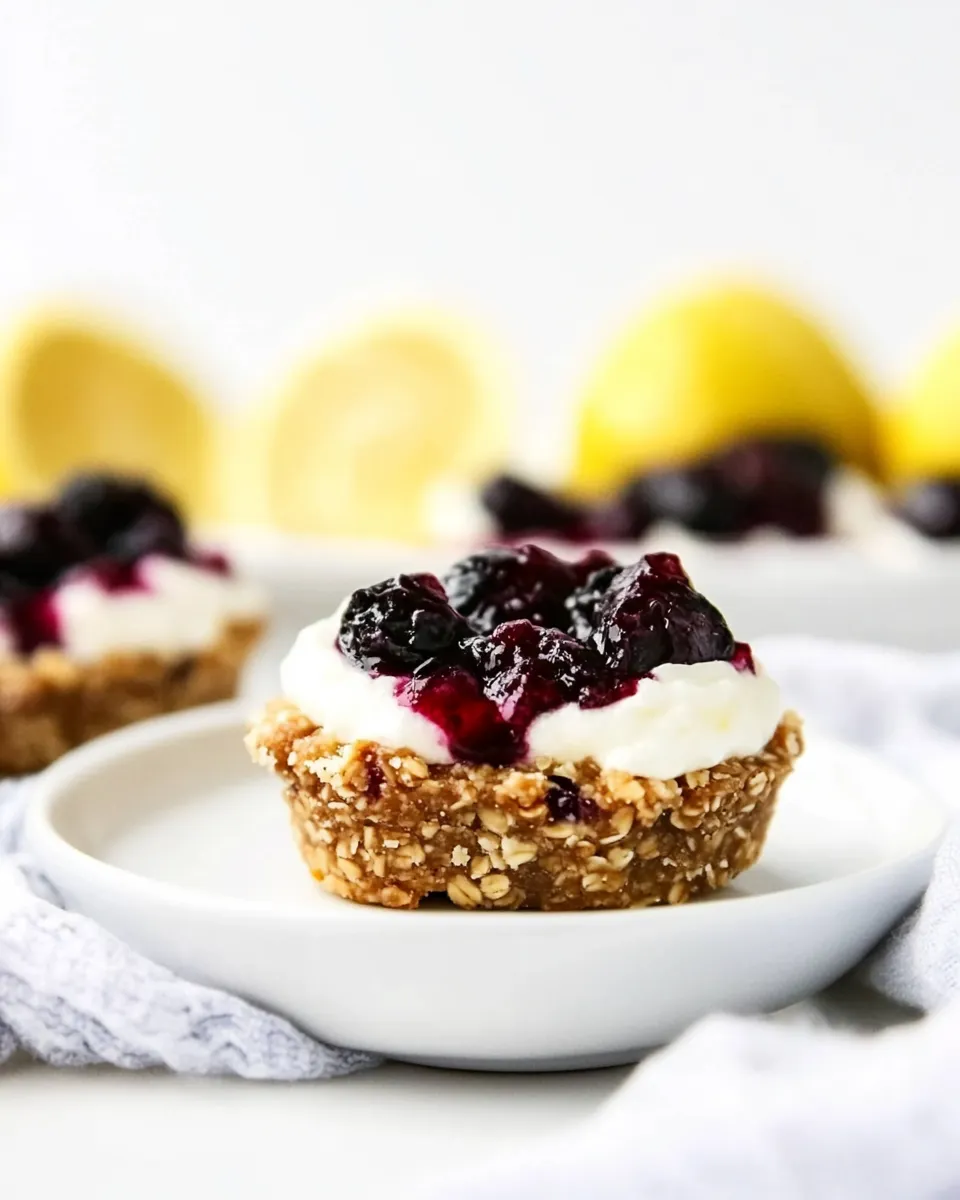 Delicious No Bake Blueberry Lemon Mini Tarts shot