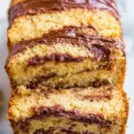Homemade Nutella-Layered-and-Swirled Peanut Butter Bread Peanut Butter Loaf Cake photo