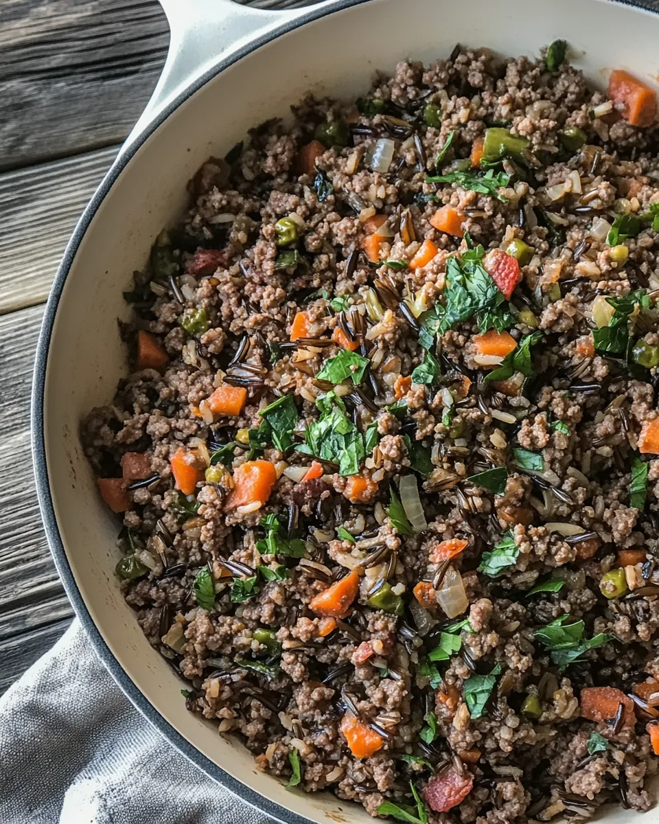 Delicious One Skillet Ground Beef and Wild Rice shot