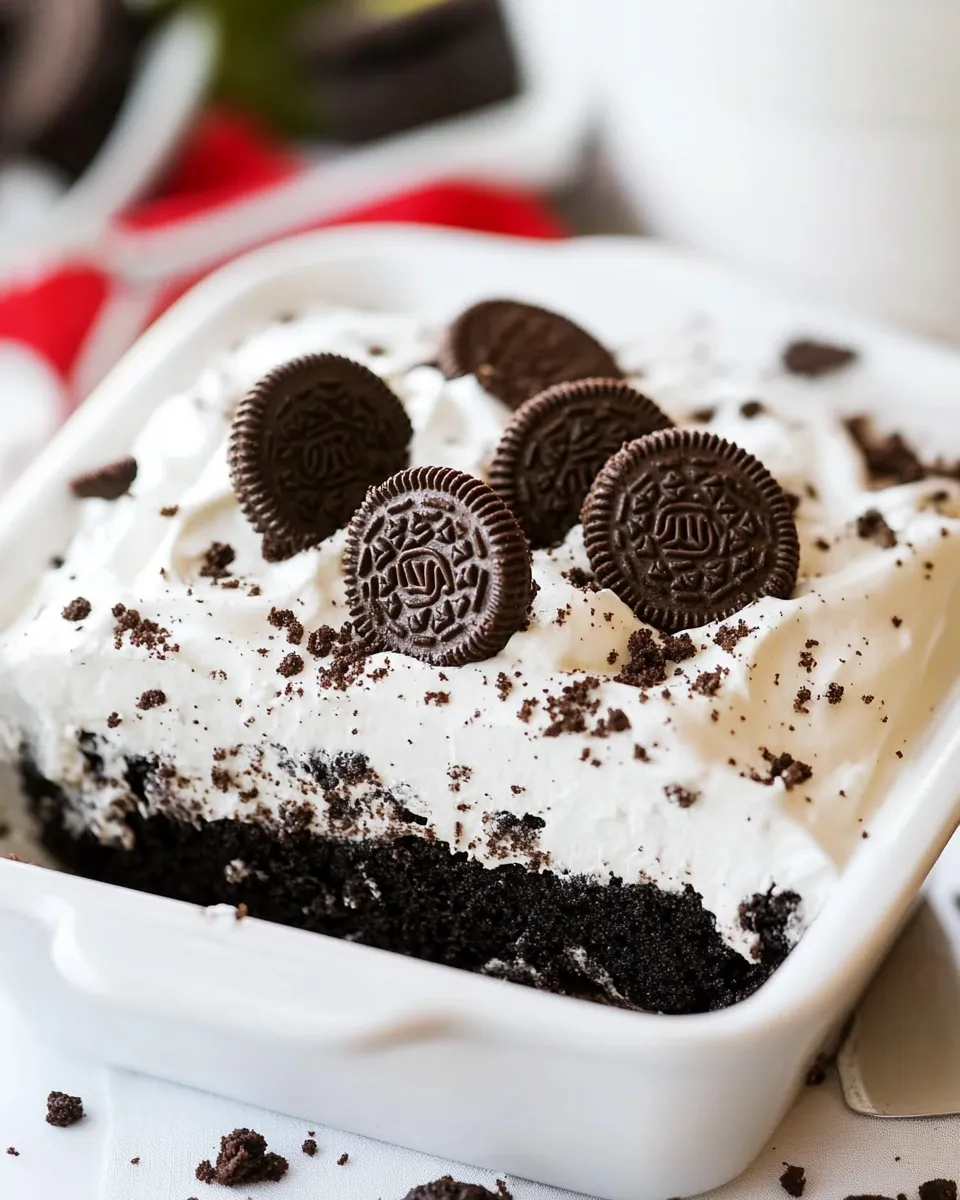 Delicious Oreo Pudding Poke Cake recipe image