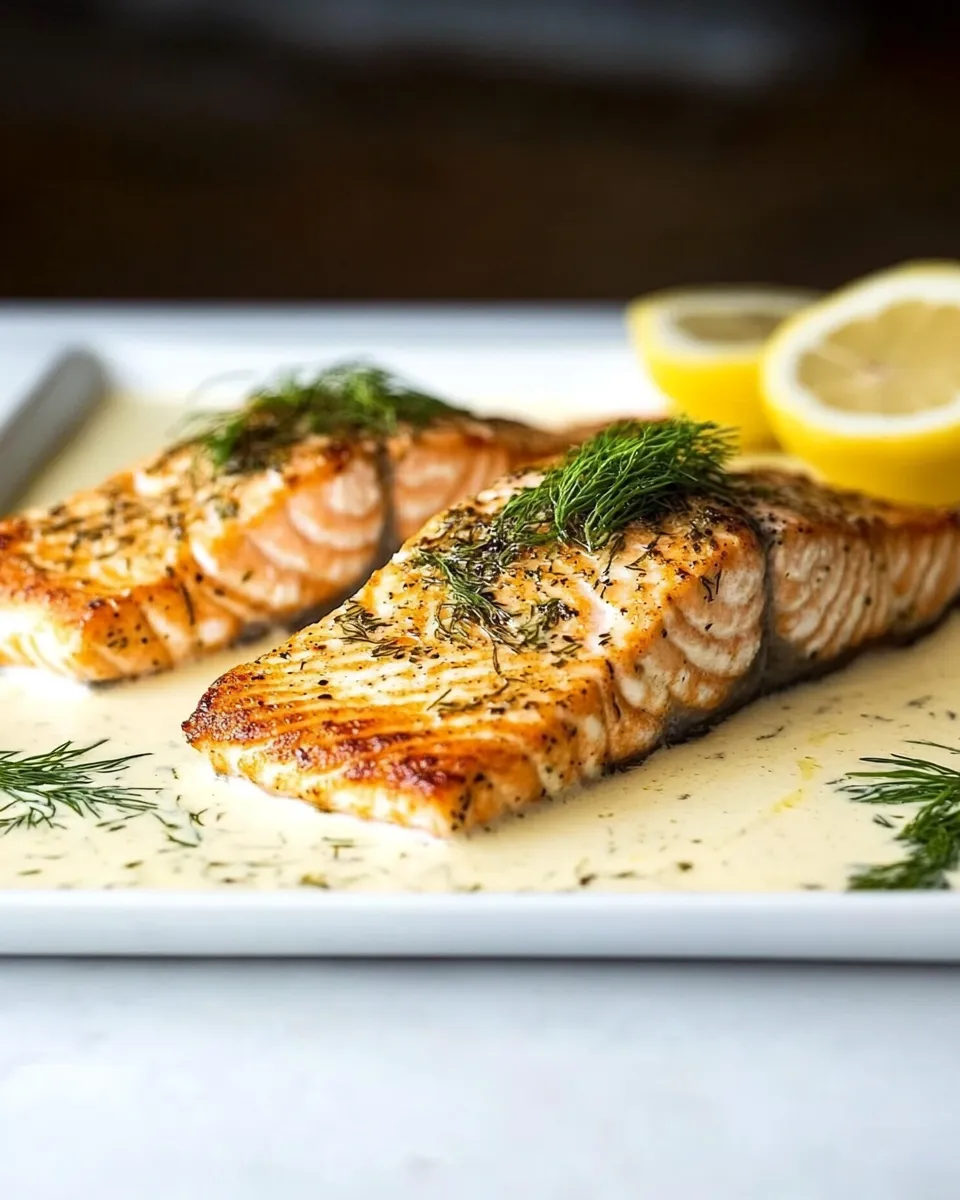 Homemade Pan Seared Salmon with Creamy Lemon Dill Sauce recipe photo
