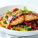 Homemade Pan Seared Salmon with Thai Vegetables photo