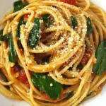 Homemade Pasta Puttanesca with Baby Spinach photo