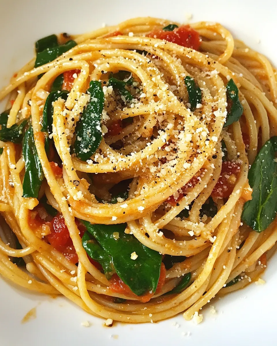 Homemade Pasta Puttanesca with Baby Spinach photo