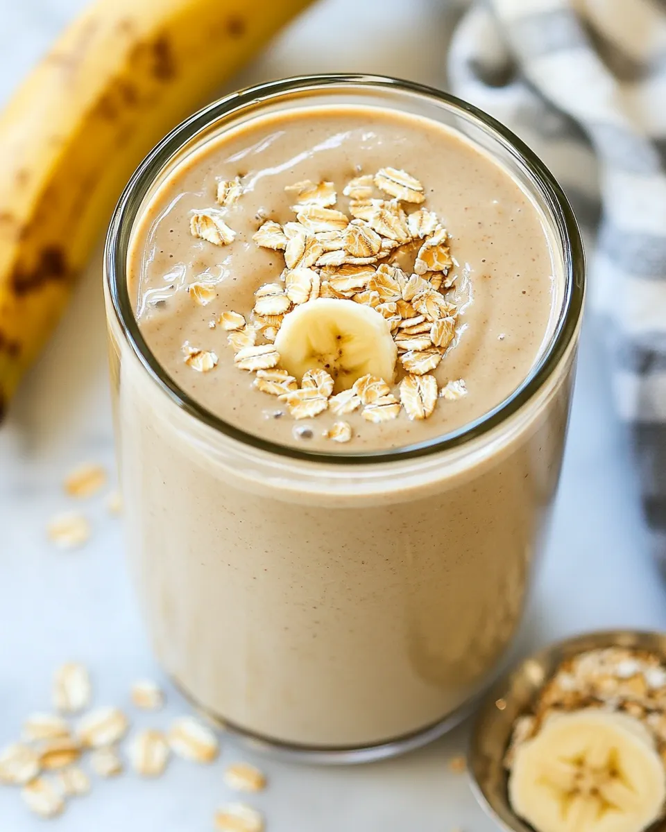 Delicious Peanut Butter Banana Oat Protein Smoothie image