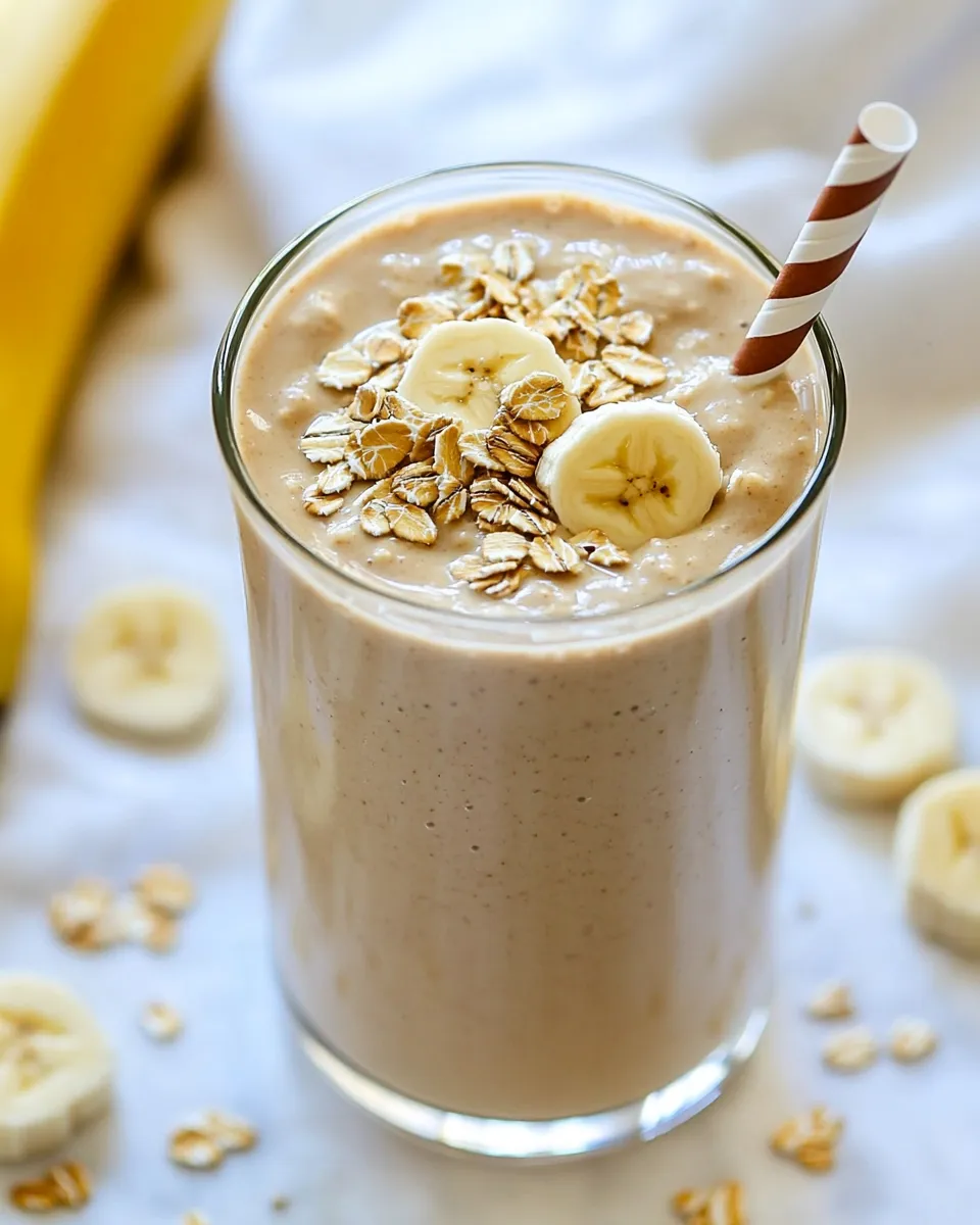 Best Peanut Butter Banana Oat Protein Smoothie shot