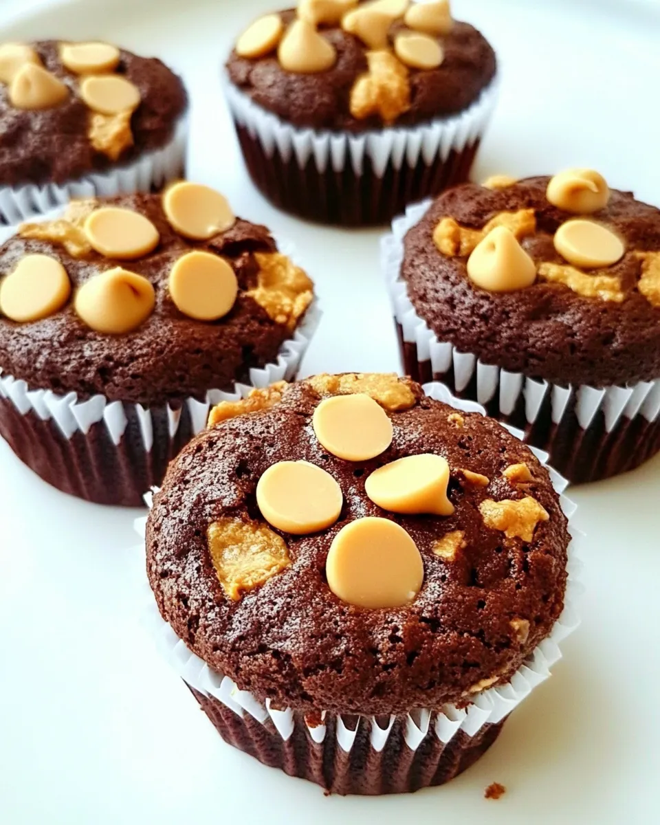 Delicious Peanut Butter Chip Brownie Cupcakes shot