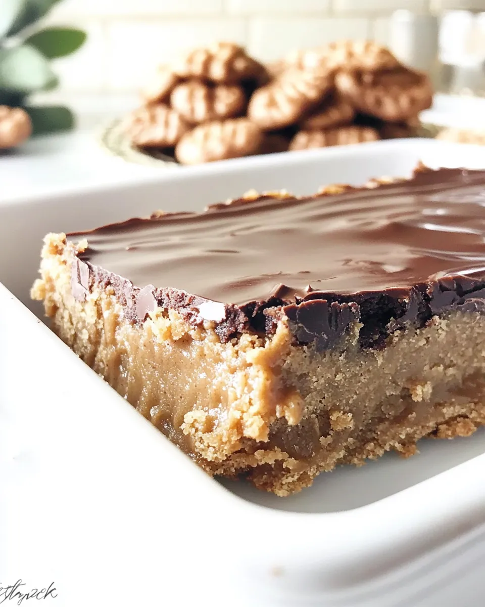 Easy Peanut Butter Cookie Bars with Butterfinger Chocolate Frosting picture