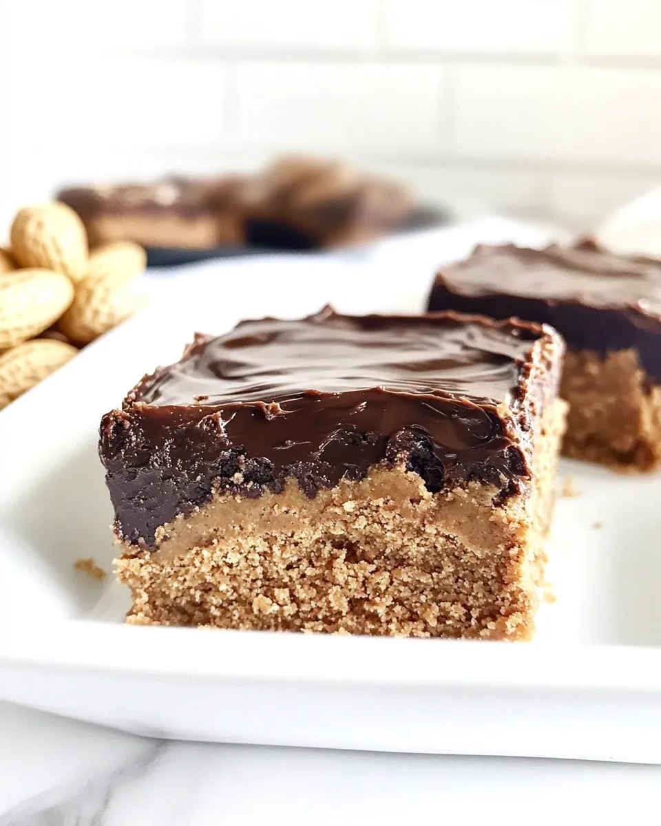 Delicious Peanut Butter Cookie Bars with Butterfinger Chocolate Frosting shot