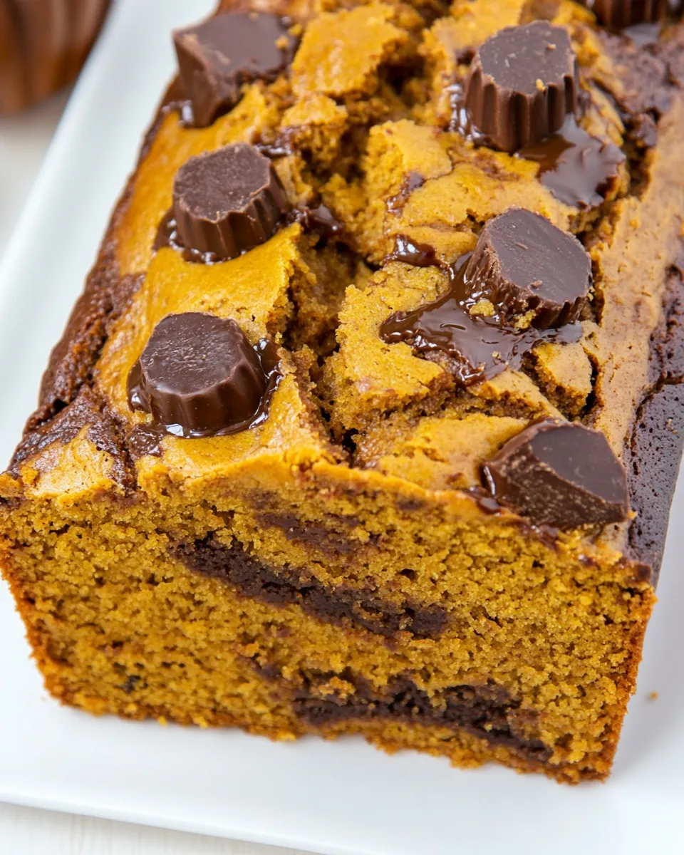 Delicious Peanut Butter Cup Pumpkin Bread shot