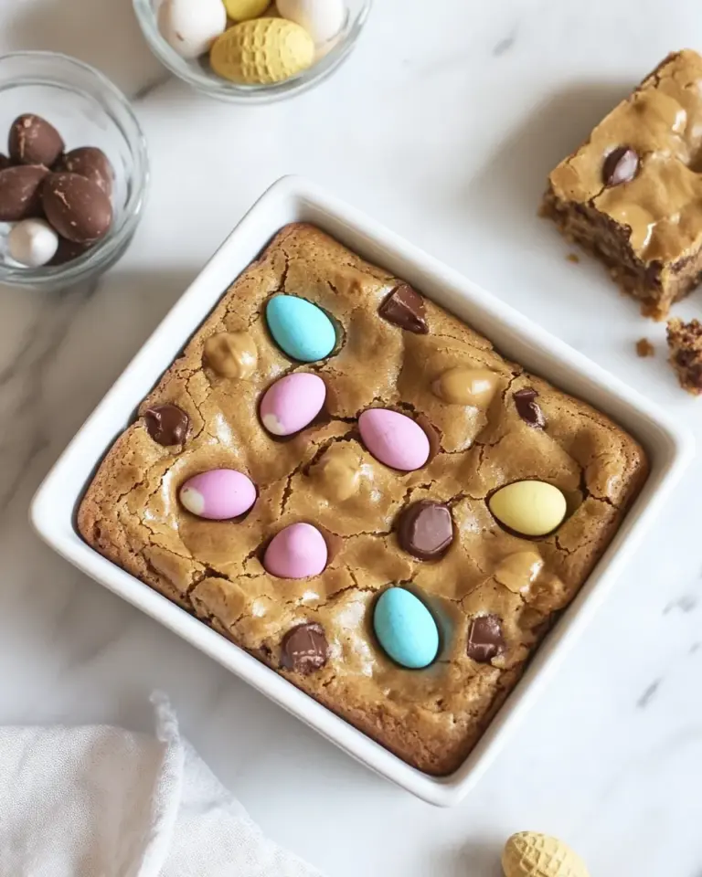 Homemade Peanut Butter and Chocolate Egg Blondies photo