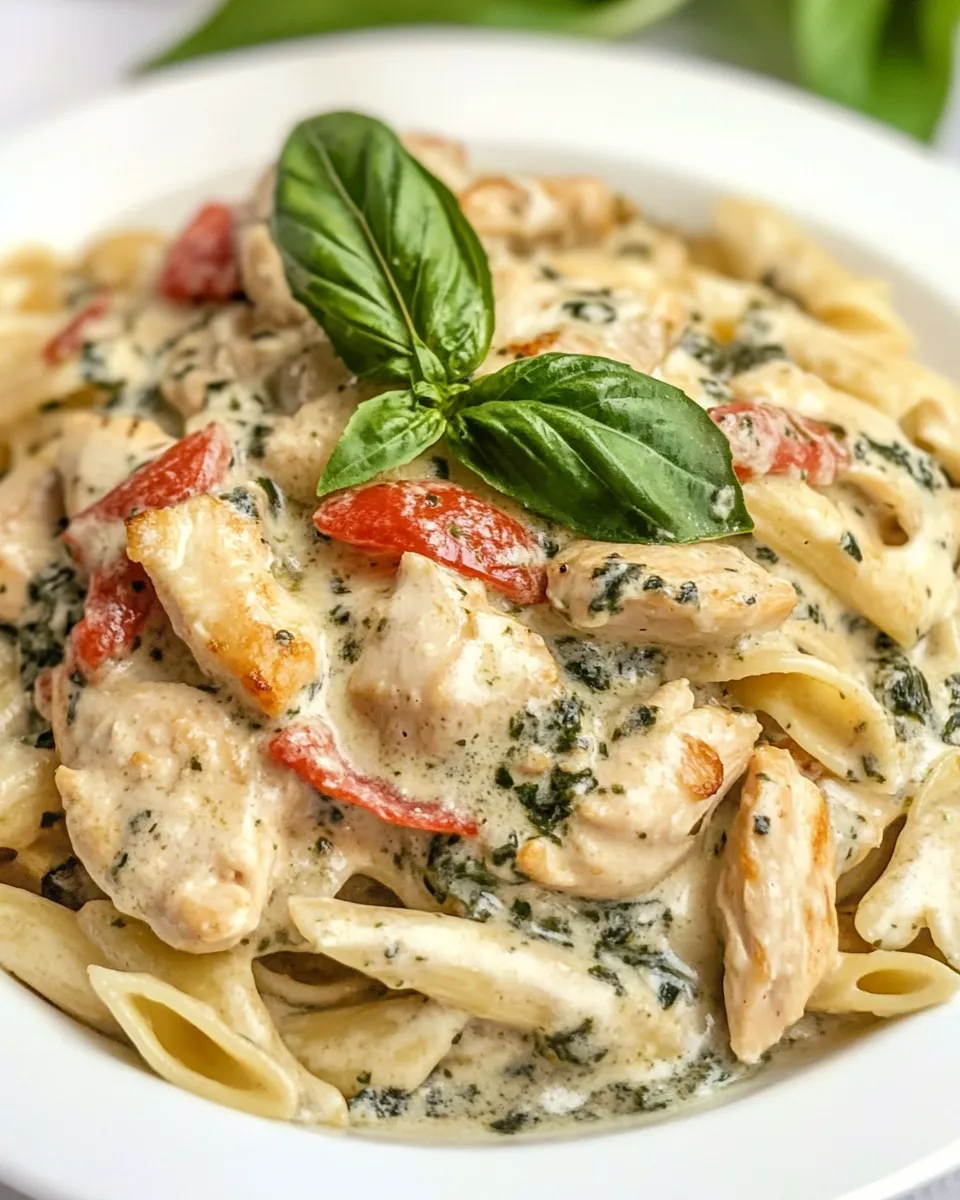 Delicious Pesto Chicken Florentine shot