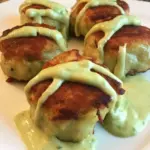 Homemade Plantain Wrapped Crab Cakes with Avocado Aioli photo