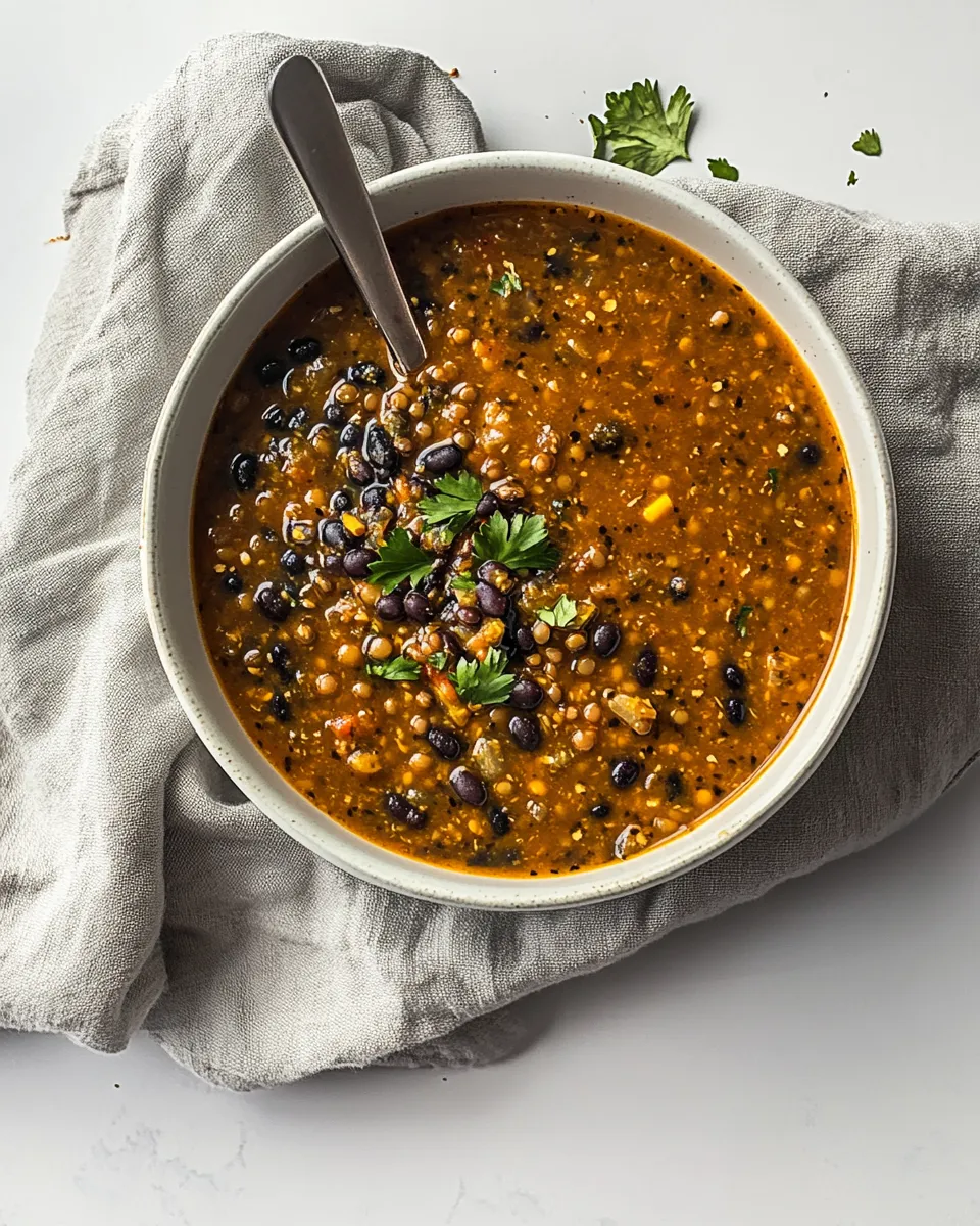 Delicious Protein Packed Black Bean and Lentil Soup shot