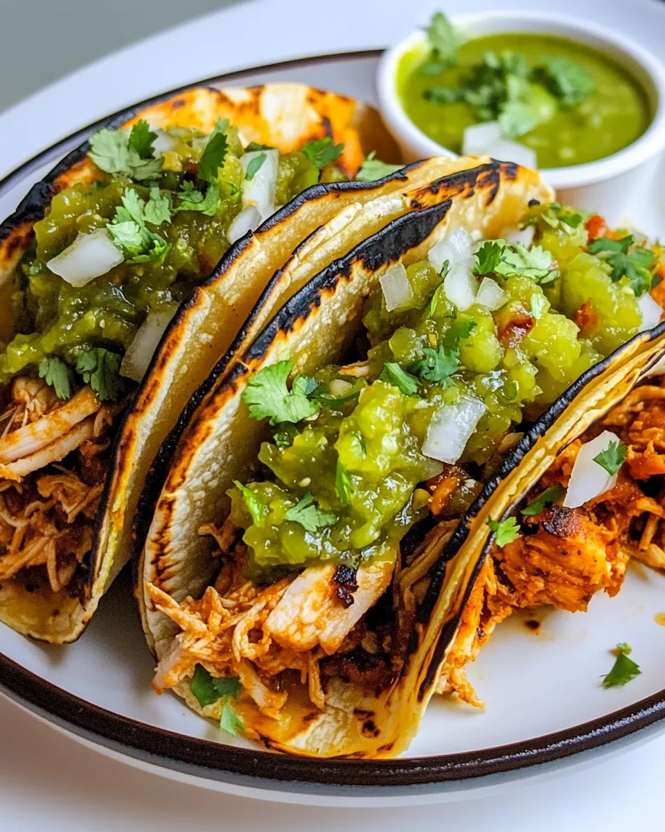 Homemade Pulled Chicken Tacos with Tomatillo Salsa photo