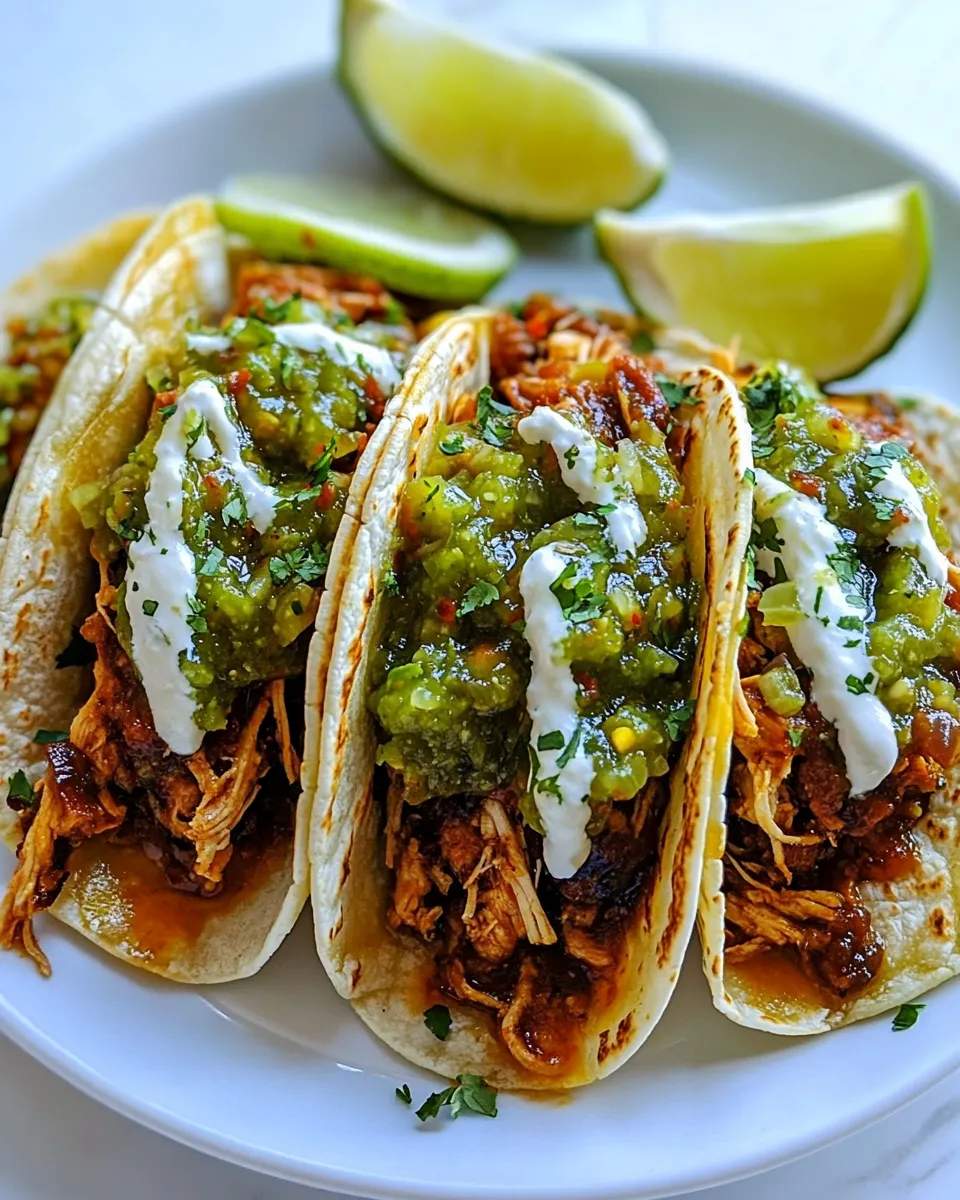 Easy Pulled Chicken Tacos with Tomatillo Salsa recipe photo
